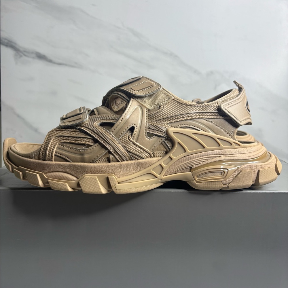 BALENCIAGA Men’s Beige Track Sandals - 43
